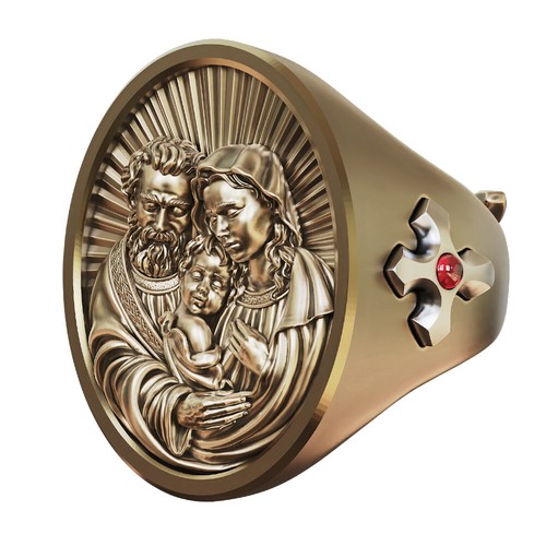 Religious Jewelry Brass Virgin Mary Madonna Jesus Christ Cross Ring BR511C N½~Z5 - Picture 2 of 28