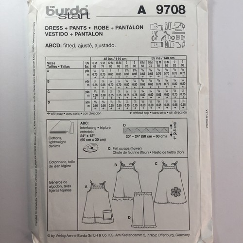 Burda 9708 Top Tunic Trousers Dress Appique Girl Baby Child New Uncut Pattern - Picture 5 of 12