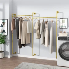 Heavy Duty Wall Mounted Clothes Rack Hanging Rod Pipe Clothing Racks Garment Bar