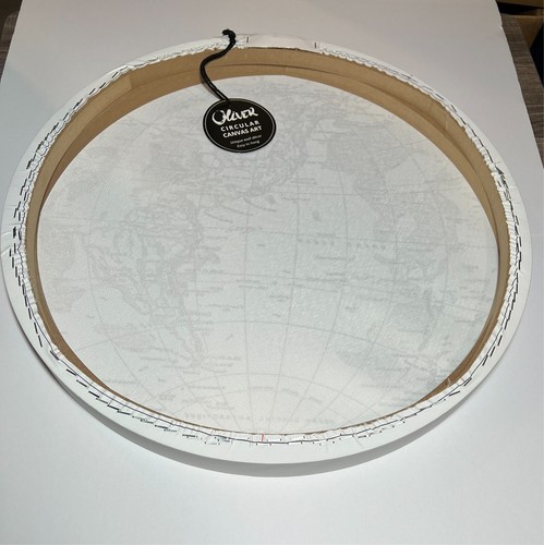 World Map on Canvas French Gold Transcript 18" Round Oliver Gal - Picture 5 of 6