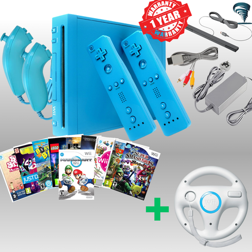 Nintendo Wii Console Kit Bundle Refurbished 2 Two Controllers Nunchuk 10 Games - Picture 15 of 16