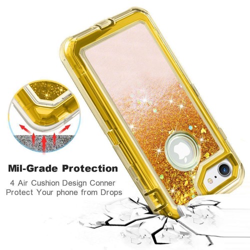 For iPhone 6/7/8/P/X Quicksand Liquid Glitter Defender Case w/Clip fits Otterbox - Picture 3 of 20