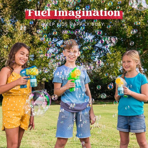 3 Bubble Guns Automatic Bubble Maker with 3 Bubble Solutions for Kids Toys - Picture 5 of 7