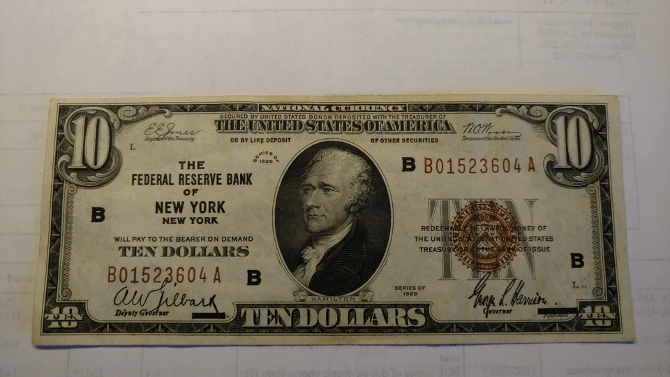 1929 National Currency Federal Reserve Bank of NEW YORK NEW YORK CRISP 10.00++++ - Image 2 of 4