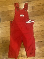Oshkosh Bgosh Baby Girls Red Corduroy Vest back Overalls size 4mos