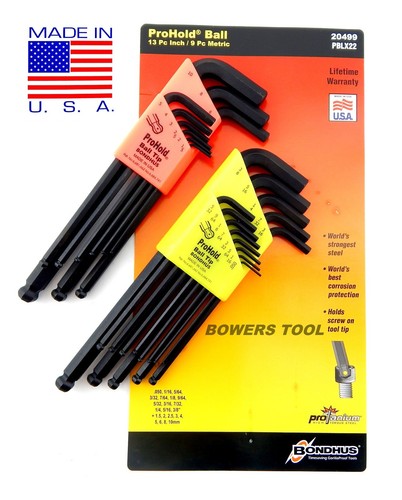 Bondhus 22pc ProHold Ball End Hex L Wrench Set Metric SAE Inch MADE IN USA 20499 - Picture 2 of 5