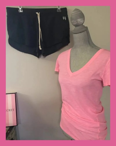 Victoria's Secret Angel ~ JUEGO DE PANTALONES CORTOS Y CAMISETAS DE LANA - Gris Rosa Talla M - Imagen 1 de 5