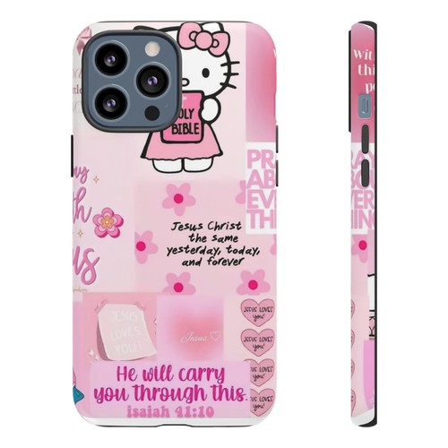 Cute Hello Kitty Phone Case with Inspirational Bible Quote - 第 110/265 張圖片