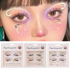 3D Diamond Face Jewelry Tattoo Eyebrow Sticker Makeup Decor Shiny Rhinestones   