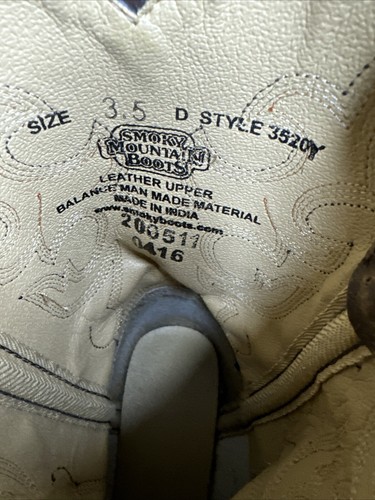 Smoky Mountain Youth Size 3.5 R Brown Leather Western Cowboy Boots D Style 3520Y - Picture 10 of 10