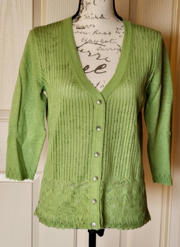 Eddie Bauer Women's Cardigan Sweater V-neck 3/4 Sleeve M, Choice of Color - Picture 4 of 19