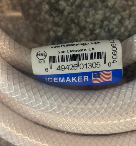 Ice Lead Free Ice Maker Hookup Line S#49599 5' 1/4c x 1/4c Poly Braided Made USA - Picture 5 of 5