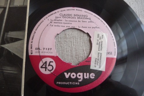 CLAUDE BOLLING 45T JOUE GEORGES BRASSENS ET SIDNEY BECHET. VOGUE EPL.7127 - Imagen 9 de 10