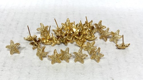 32x Gold Plate Starfish Post earrings, stud- surgical steel post - Picture 2 of 4
