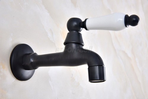 Oil Rubbed Bronze Ceramic handle Mop Pool Sink Tap Single Cold Laundry Faucet - Picture 4 of 9