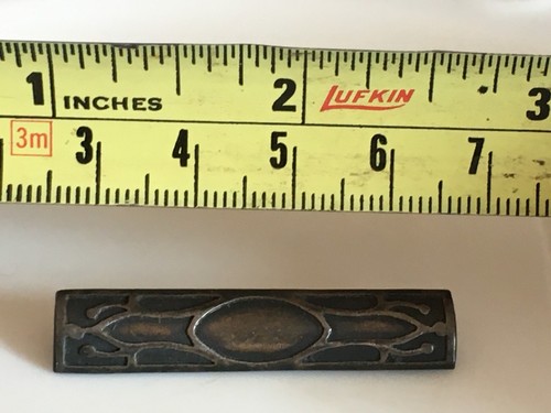 Antique Nouveau-Deco Bar Pin Artisan Mourning? Silver Overlay Mixed Metal Patina - Picture 17 of 17