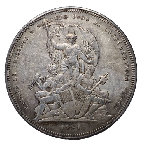 SVIZZERA - 5 Franchi 1881 "Tiri Federali" Argento/Silver - BB+ - Picture 2 of 2
