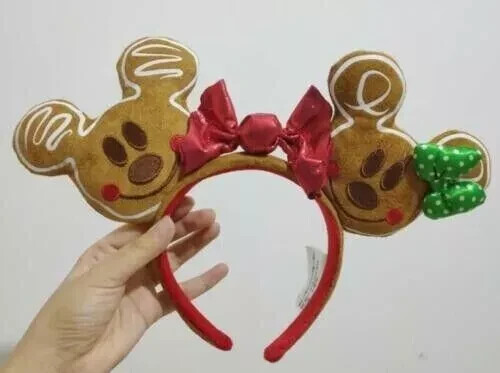 Disney Parks Christmas Mickey Mouse Minnie Bow Ears Headband - Picture 1 of 3
