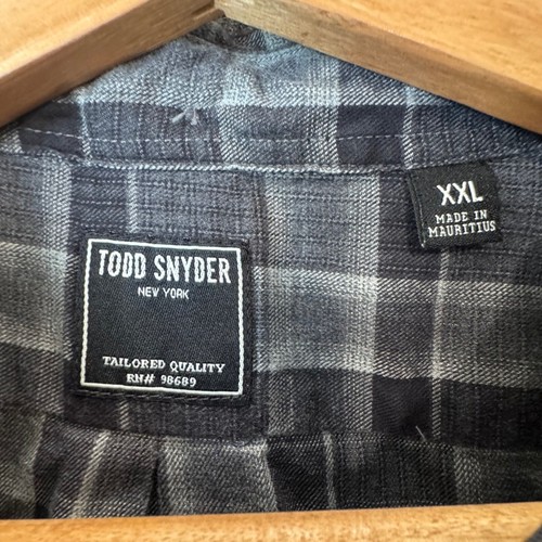 Todd Snyder Mens XXL Flannel Shirt Gray Black Plaid Button Up Casual Streetwear - Picture 3 of 6