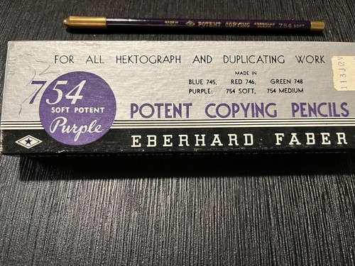 vintage eberhard faber Potent Copying Pencils 754 Soft Point Purple, Hektograph - Picture 3 of 3