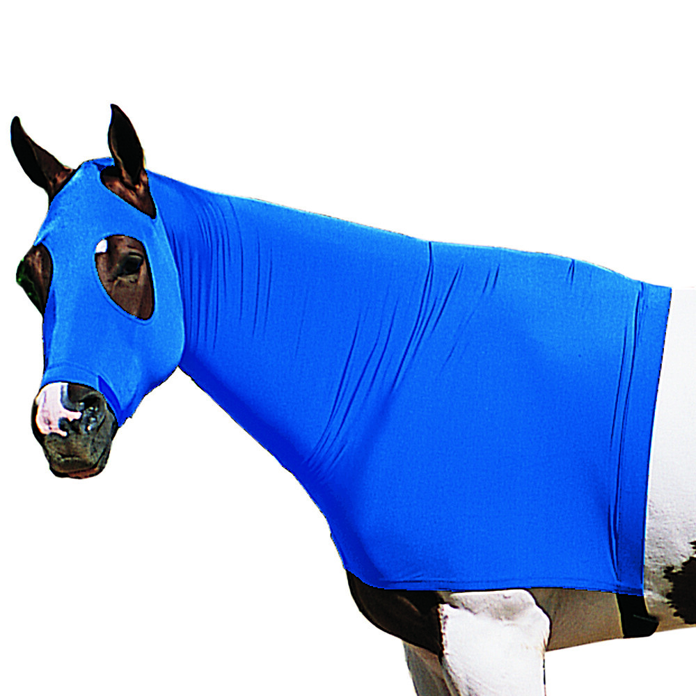 C-6-BL Medium Weaver Equiskinz Lycra Stretchable Fleece Lined Horse Hood Blau C-6-BL Medium Weaver Equiskinz Lycra Stretchable Fleece Lined Horse Hood Blau