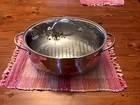 6 Qt Princess House 18/10 S Steel Dutch Oven Glass Leaf Etched Lid W/rack.