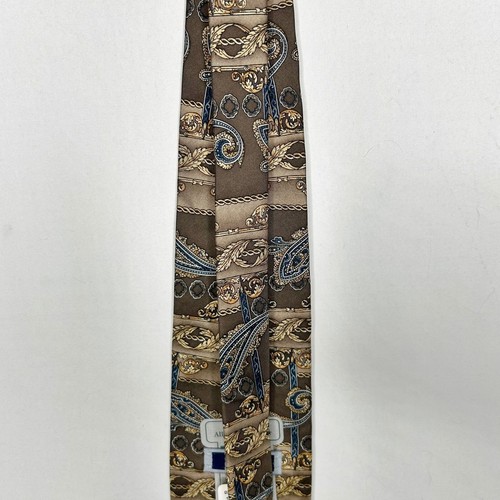 Corbata de cachemira de seda marrón beige azul marrón 4” Sutter & Grant para hombre nueva con etiquetas EE. UU. - Imagen 6 de 11
