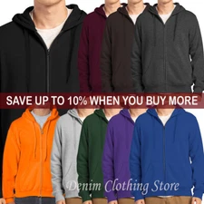 Men's Unisex Fleece Full Zip Up Solid Hoodie Sweatshirt Hooded Zipper Size S-5XL