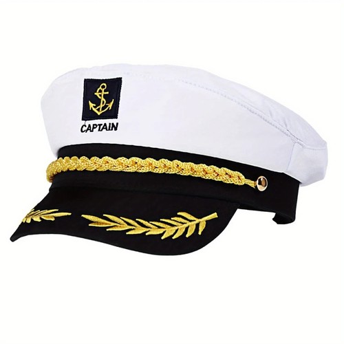 Adult Satin Captain Hat - Navy Sailor Fancy Dress Costume for Parties auction