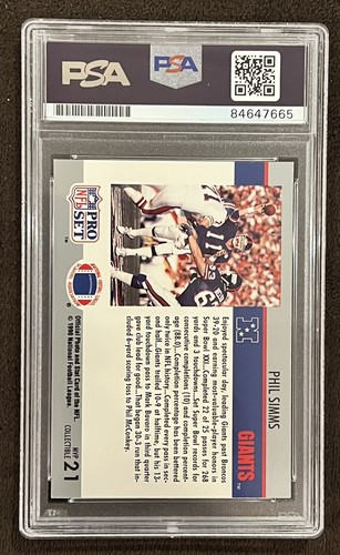 Phil Simms Signed 1990 Super Bowl Supermen Card PSA New York Giants SB MVP - Picture 2 of 2