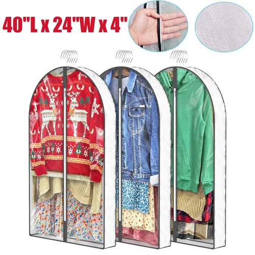 9 Piezas 40" Bolsa de Ropa Traje de Viaje Vestido Bolsa de Almacenamiento Cubierta Transparente Abrigo con Cremallera Completa - Imagen 1 de 6