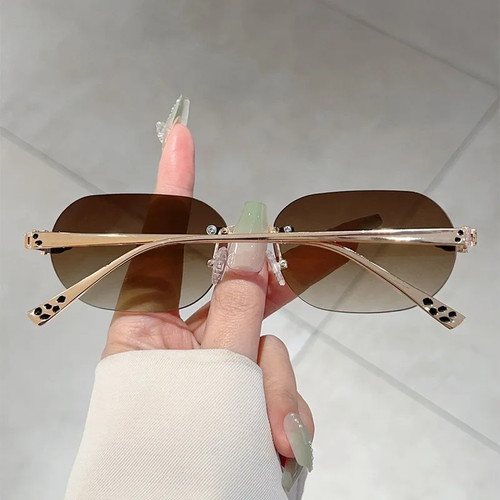 Gafas de sol ovaladas sin montura para hombre nuevas moda vintage degradadas informales tonos mujeres - Imagen 17 de 31