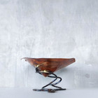 Artisan made copper metalwork conical footed bowl with twisted base Paul Hoskin