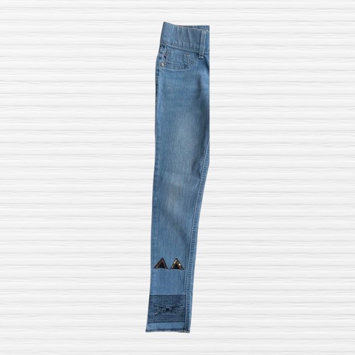Vigoss Girls Sequin Cat Cuff Austin Ankle Skinny Jeans Faded Blue Denim Size 7 - Picture 7 of 13