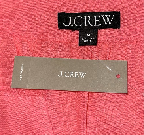 Nuevo Top Túnica Talla Mediana J CREW 100% Lino Coral Rosa Manga Corta Costero Nuevo con Etiquetas - Imagen 3 de 4