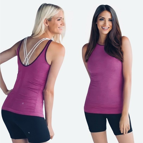 Lululemon In The Flow meliertes Regal Pflaume geraffte Seite Sport Tank Top 10