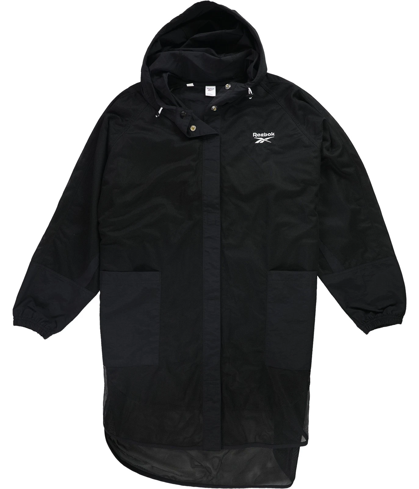Reebok Womens Classic Hooded Poncho Jacket, Black, Small