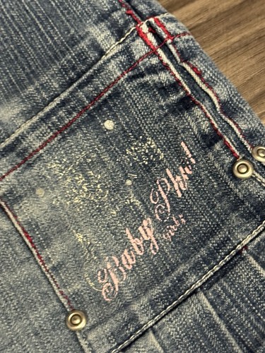 Vintage Y2K Baby Phat Blue Jean Painted Pocket Logo Denim Mini Skirt Size 5 - Picture 4 of 6