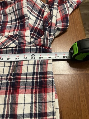 Legendary Whitetails Buck Camp Flannel Shirt 2XL Red Navy Plaid Corduroy Collar - Picture 7 of 9