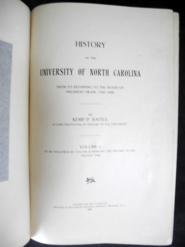Geschichte der University of North Carolina 1789 - 1912 - 2 Bände - Bild 4 von 15