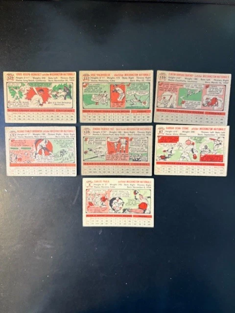 Lote de 7 béisbol Topps 1956 diferentes. TODOS LOS NACIONALES. En muy buen estado + Eddie Yost Foto 2 de 2