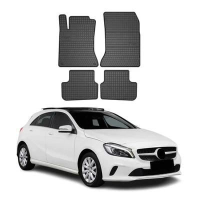 Tapis de Sol pour Mercedes Classe A W176 2012-2018 Caoutchouc Noir - Photo 1/4