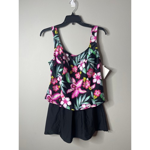 Indigo Bay Floral One Piece Swimsuit New 14