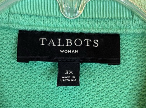Talbots grüner strukturierter Blazer Damen 3X Waffelstrick Kragen Knopfleiste Taschen - Bild 2 von 11