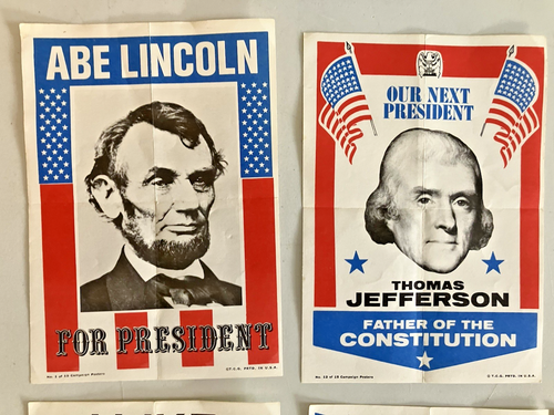 1972 Topps Presidential Campaign 5x7 Mini Posters Lot 9 (Lincoln, Kennedy, Etc.) - Picture 3 of 7