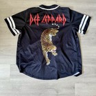 Def Leppard Baseball Jersey Adult X-Large Button Up Short Sleeve Band Leopard