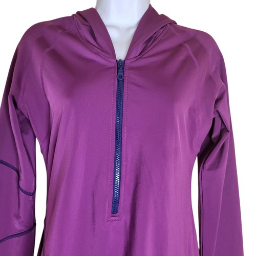 Vestido regulador con capucha Title Nine S púrpura ropa deportiva elástico cremallera frontal - Imagen 2 de 6