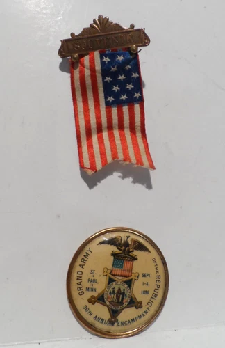 GREAT 1896 St. Paul, MN Souvenir GAR Ribbon/Badge 30th Encampment! Got 2 See!!