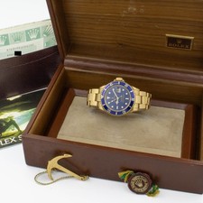 Men's Rolex OP Submariner 18k Gold "Bluesy" 16808 40mm Full Set #W168602-1