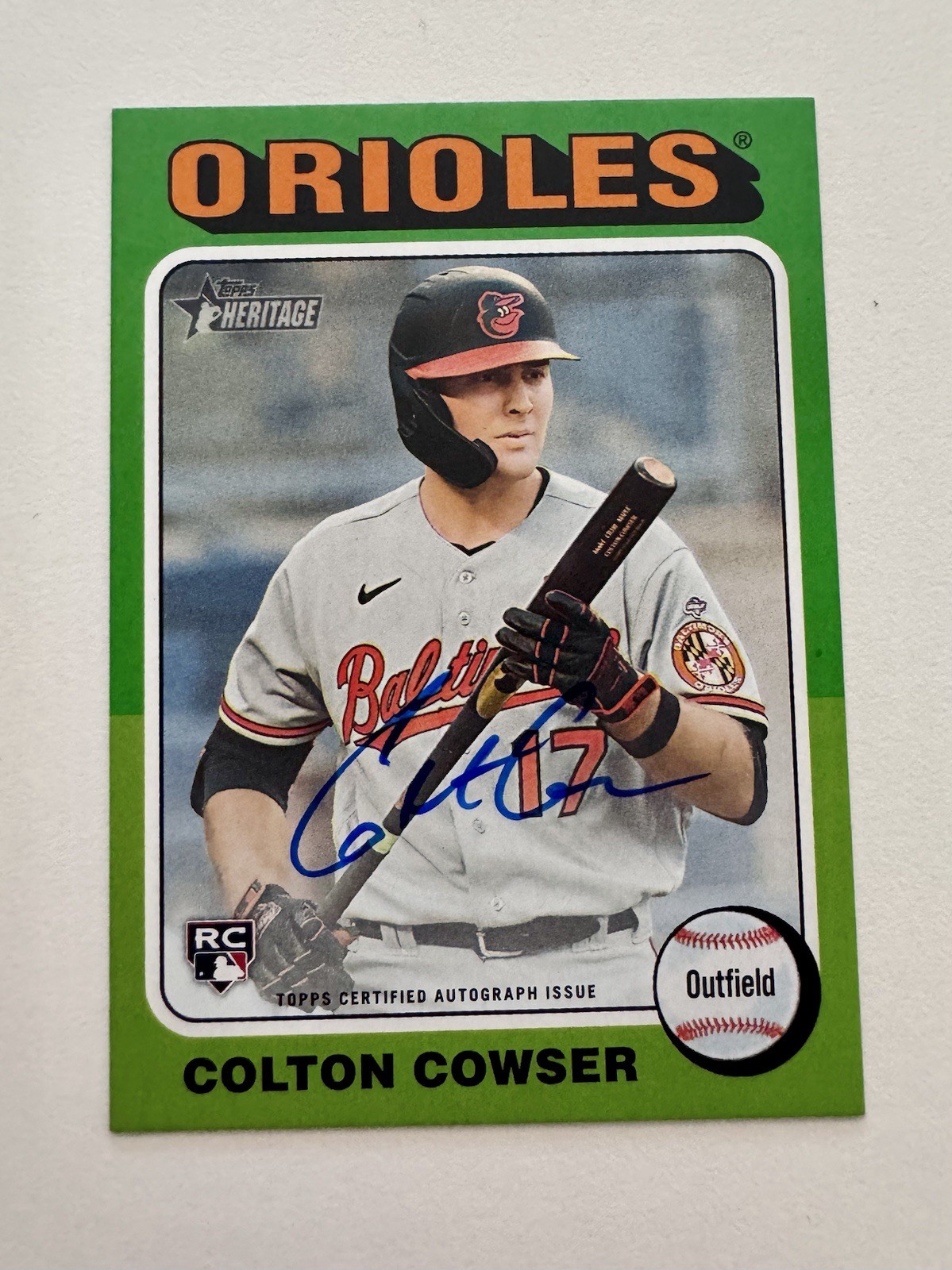 Colton Cowser 2024 Heritage  Real One Autograph RC Rookie Auto Orioles ROA-CC